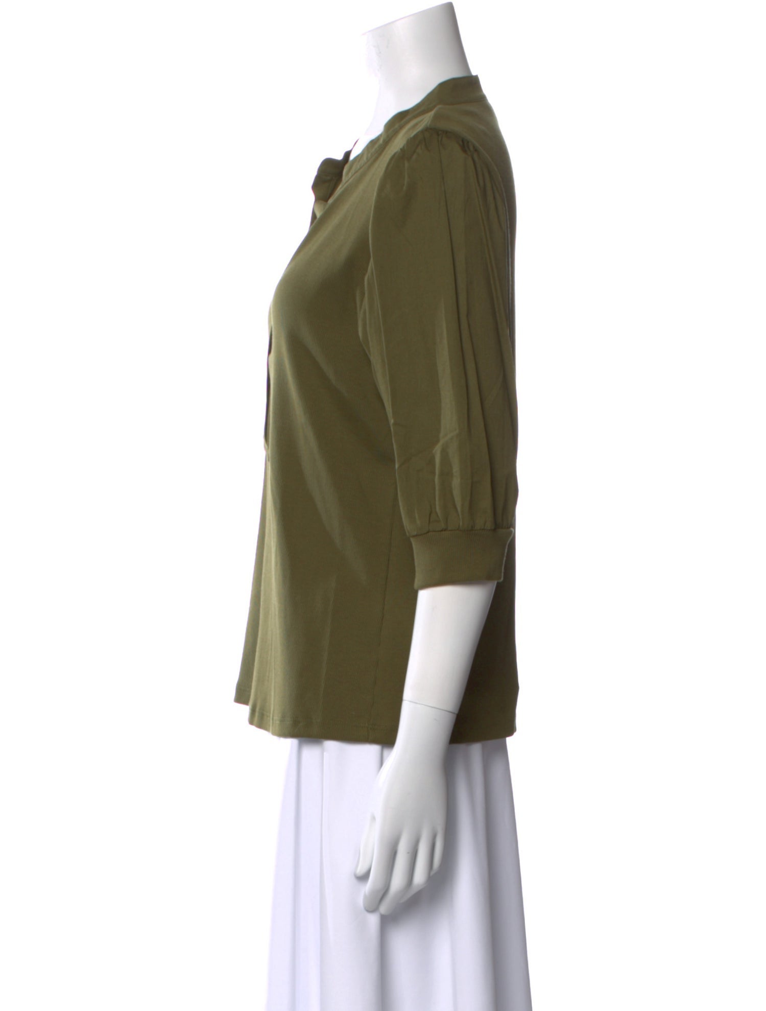 Veronica Beard V-Neck Three-Quarter Sleeve Polo