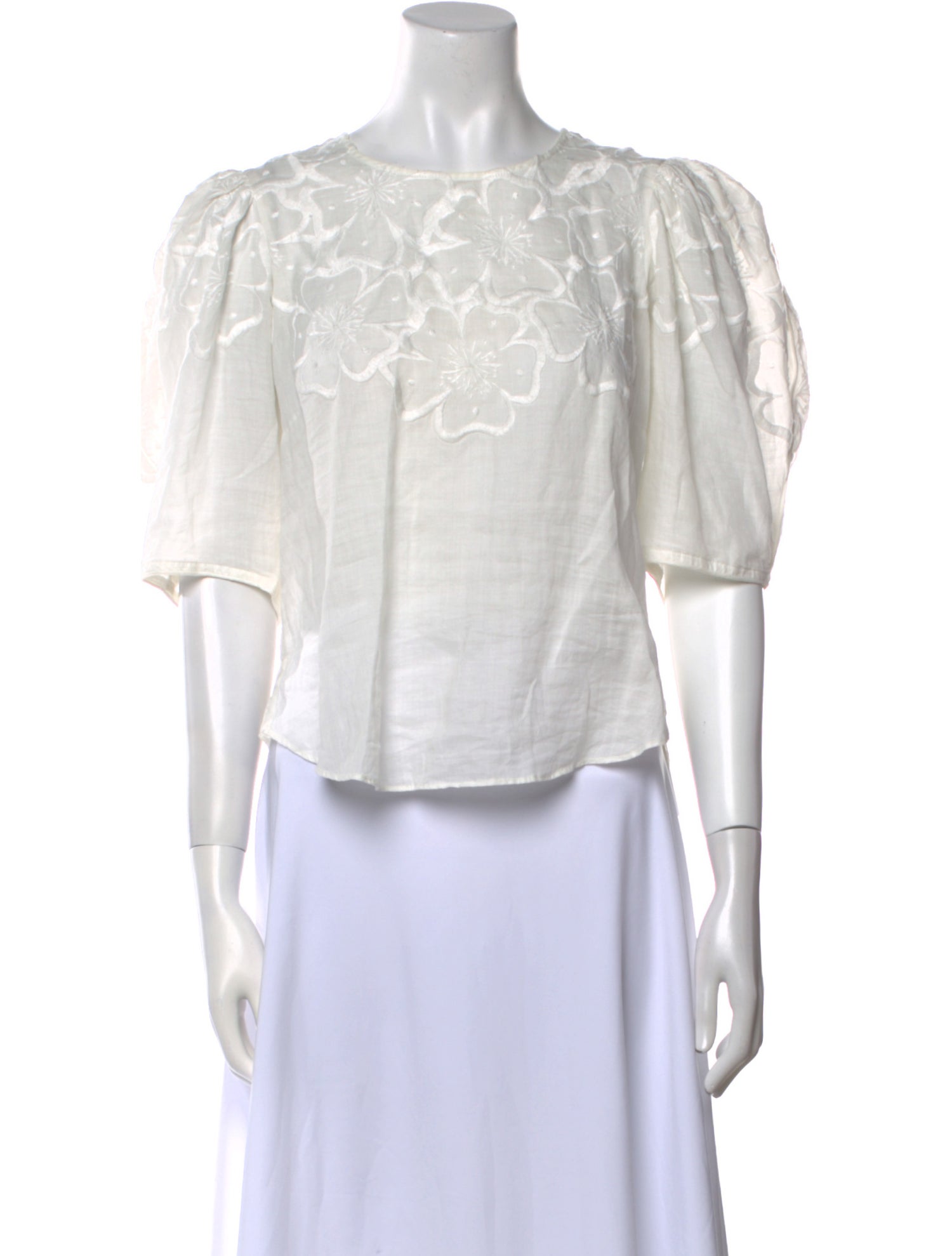 Veronica Beard Scoop Neck Three-Quarter Sleeve Crop Top