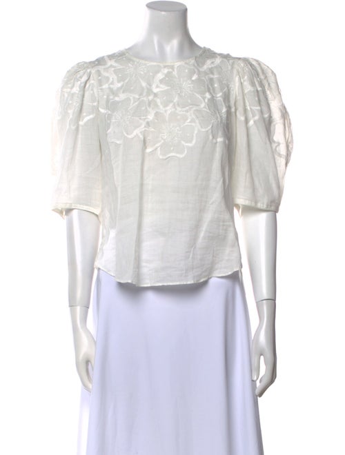 Veronica Beard Scoop Neck Three-Quarter Sleeve Crop Top