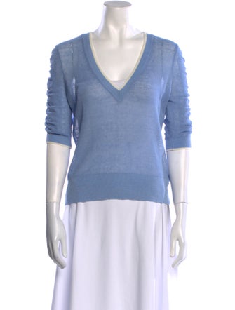 Veronica Beard Linen V-Neck Sweater