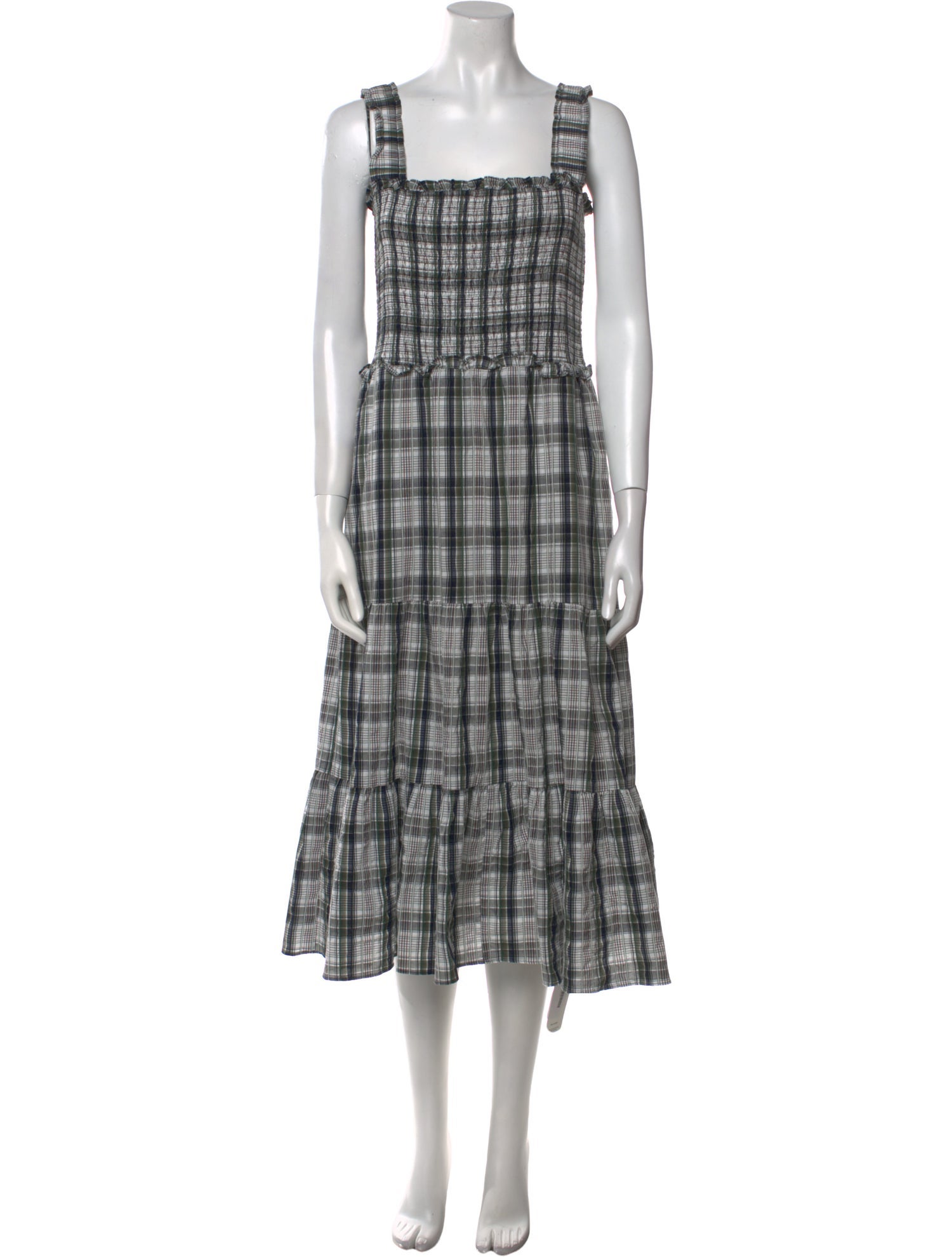 Veronica Beard Plaid Print Midi Length Dress
