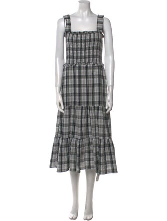 Veronica Beard Plaid Print Midi Length Dress