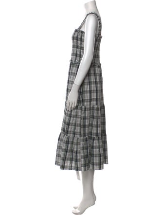 Veronica Beard Plaid Print Midi Length Dress