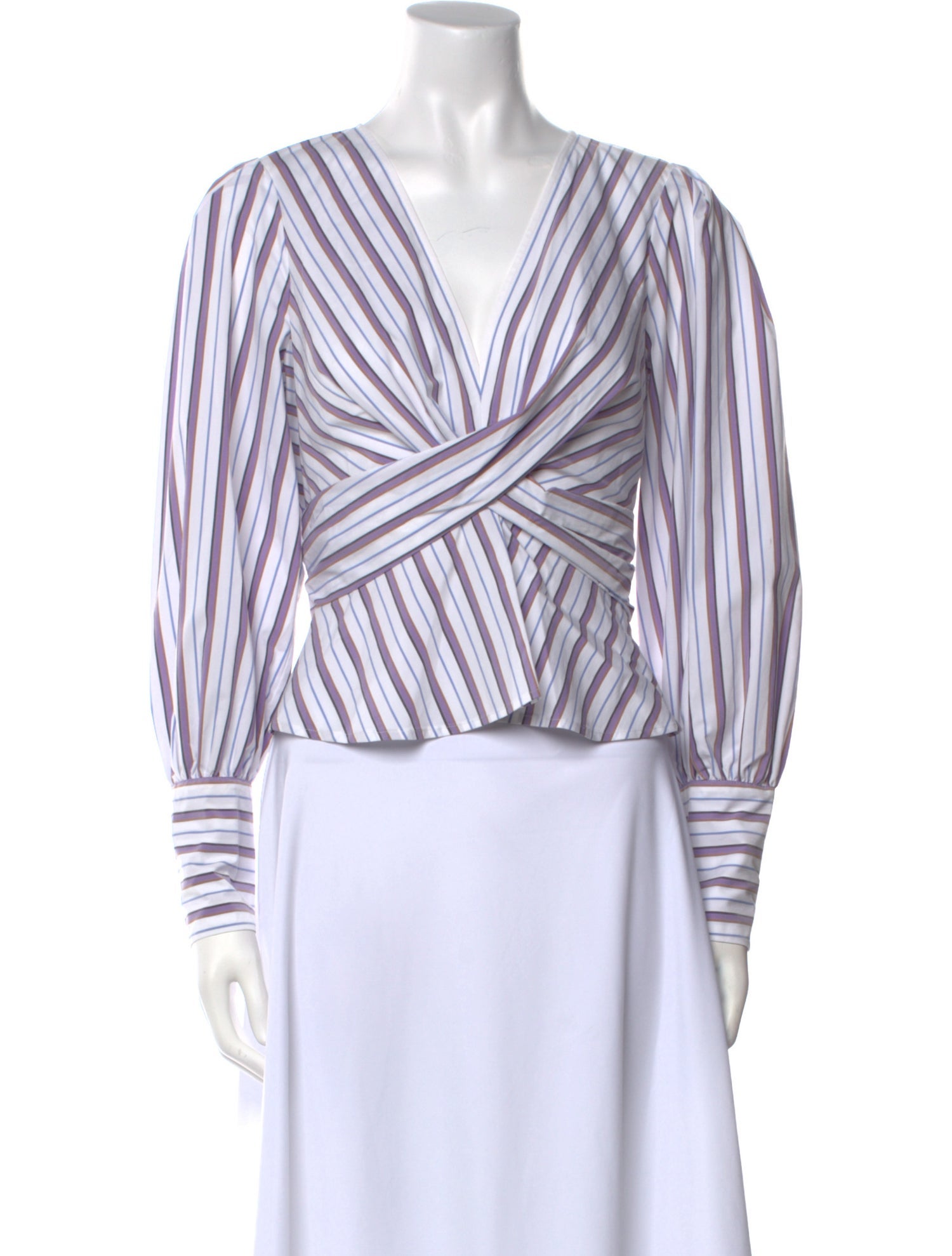 Veronica Beard Striped V-Neck Crop Top