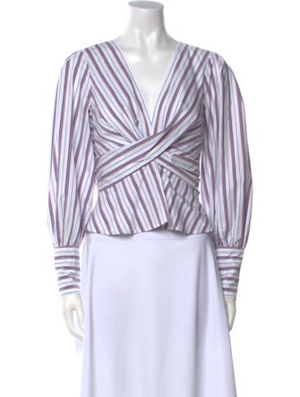 Veronica Beard Striped V-Neck Crop Top