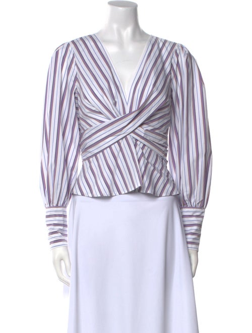 Veronica Beard Striped V-Neck Crop Top