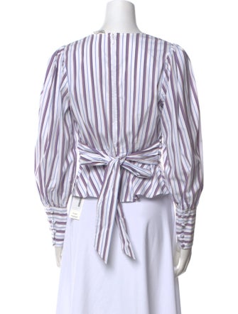 Veronica Beard Striped V-Neck Crop Top