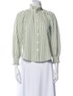 Veronica Beard Striped Mock Neck Button-Up Top