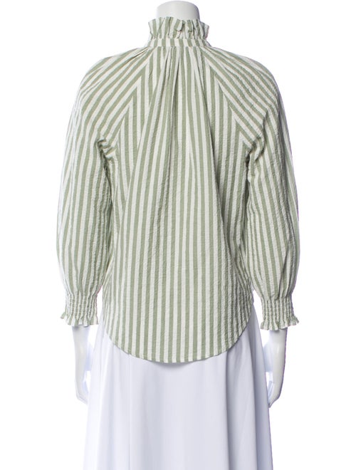 Veronica Beard Striped Mock Neck Button-Up Top