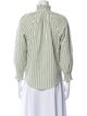 Veronica Beard Striped Mock Neck Button-Up Top