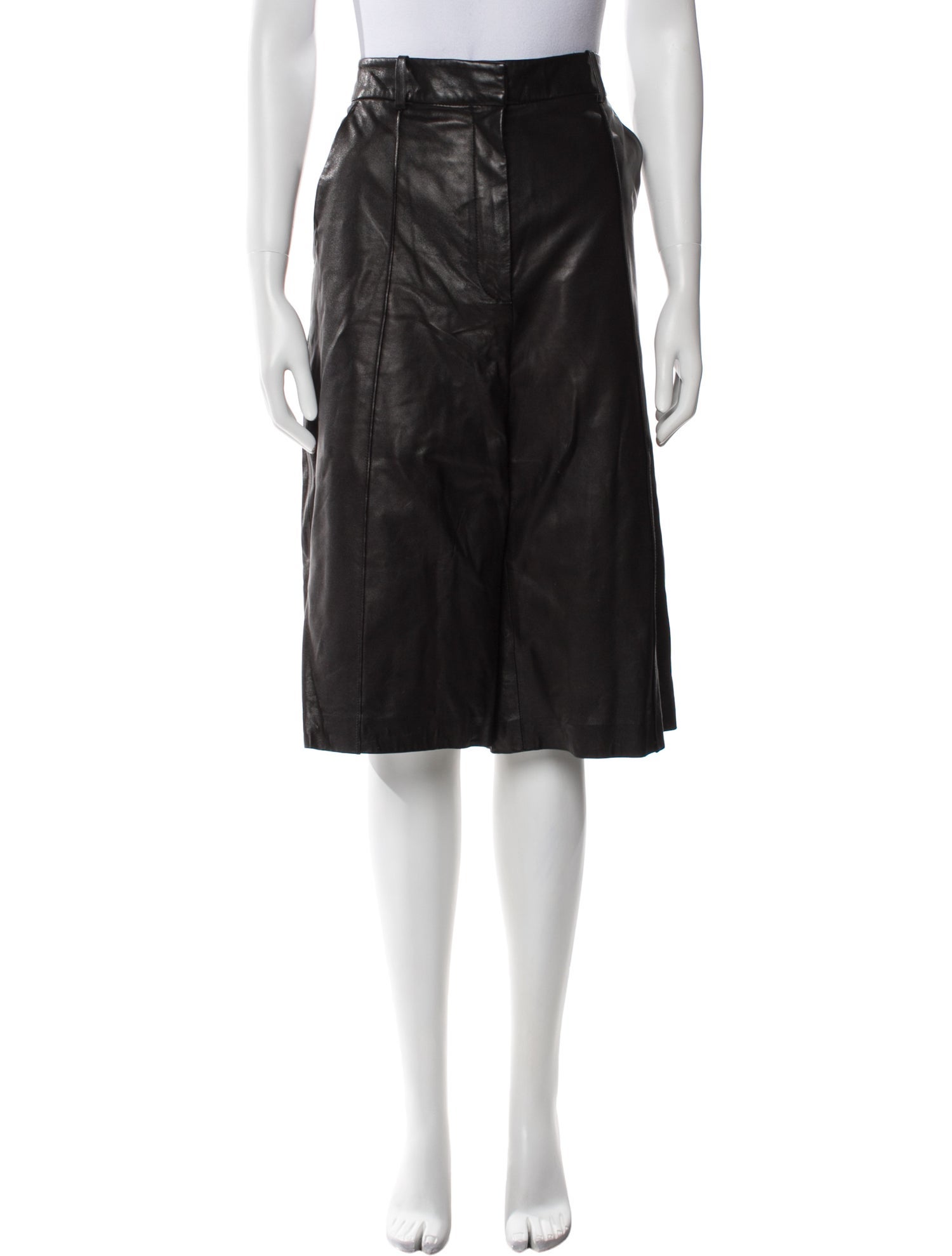 Veronica Beard Lamb Leather Knee-Length Shorts