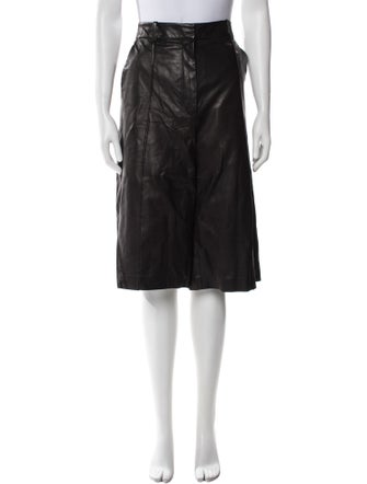 Veronica Beard Lamb Leather Knee-Length Shorts