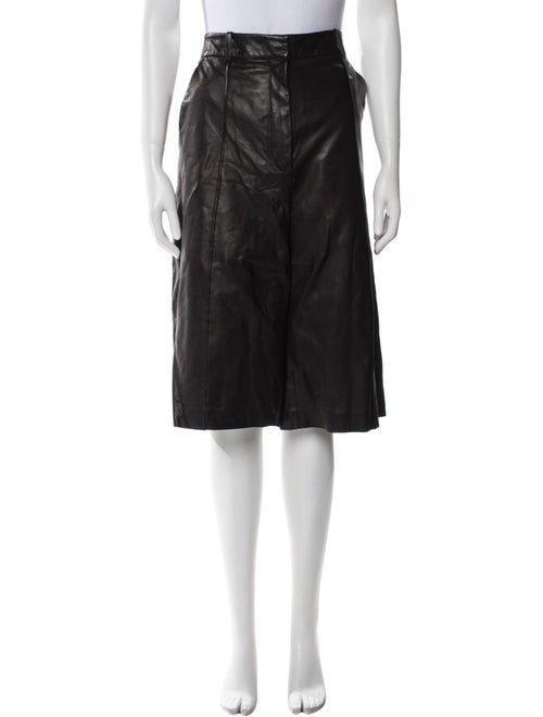Veronica Beard Lamb Leather Knee-Length Shorts