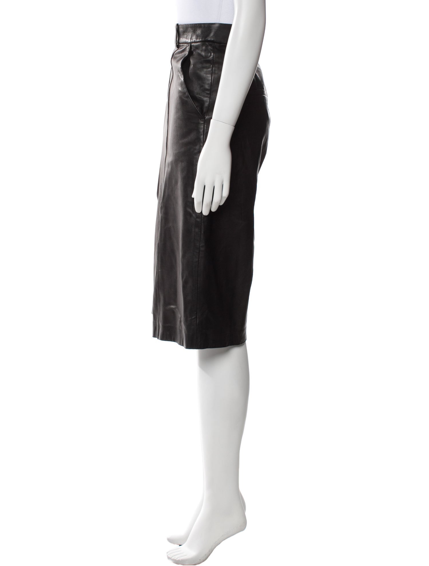 Veronica Beard Lamb Leather Knee-Length Shorts