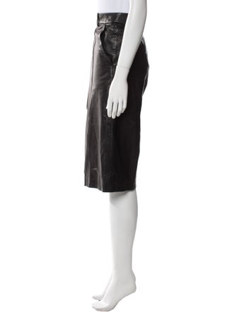 Veronica Beard Lamb Leather Knee-Length Shorts