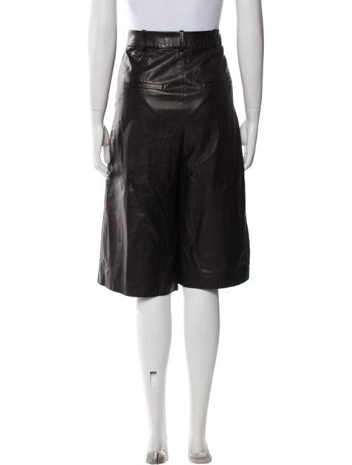Veronica Beard Lamb Leather Knee-Length Shorts