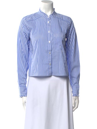 Veronica Beard Striped Long Sleeve Button-Up Top