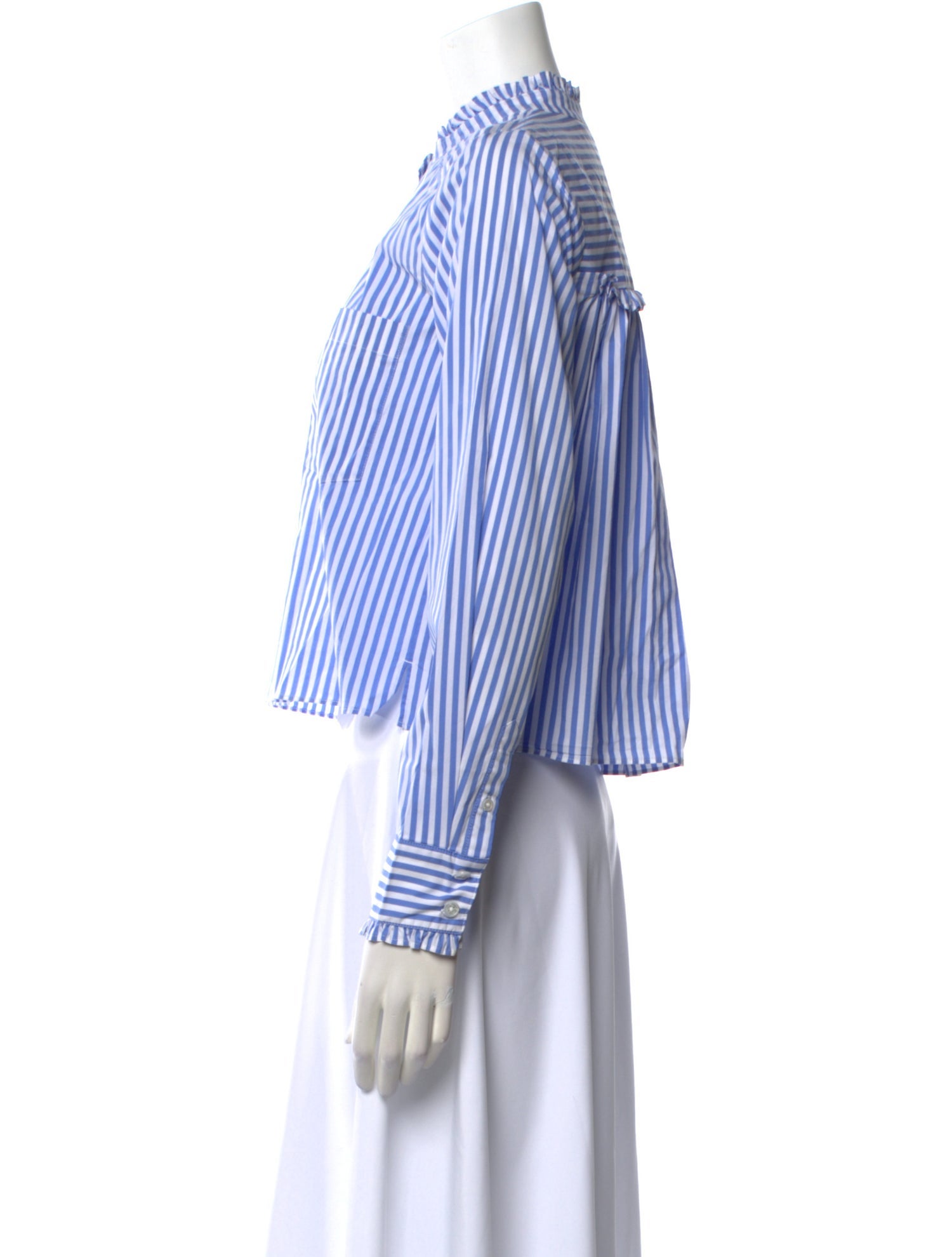 Veronica Beard Striped Long Sleeve Button-Up Top