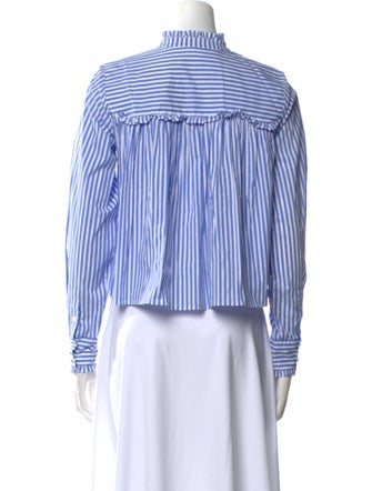 Veronica Beard Striped Long Sleeve Button-Up Top