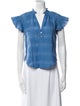 Veronica Beard V-Neck Short Sleeve Button-Up Top