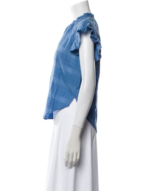 Veronica Beard V-Neck Short Sleeve Button-Up Top