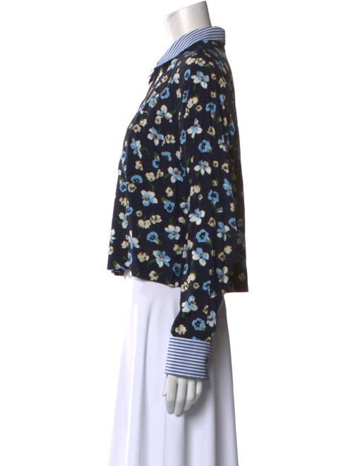 Veronica Beard Silk Floral Print Button-Up Top