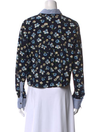 Veronica Beard Silk Floral Print Button-Up Top