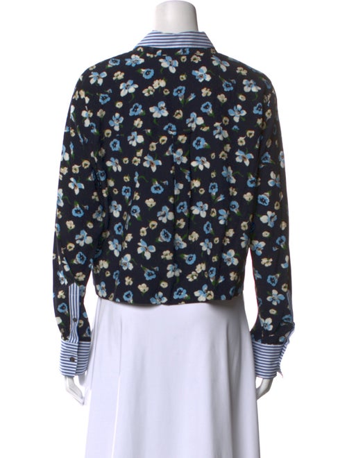 Veronica Beard Silk Floral Print Button-Up Top