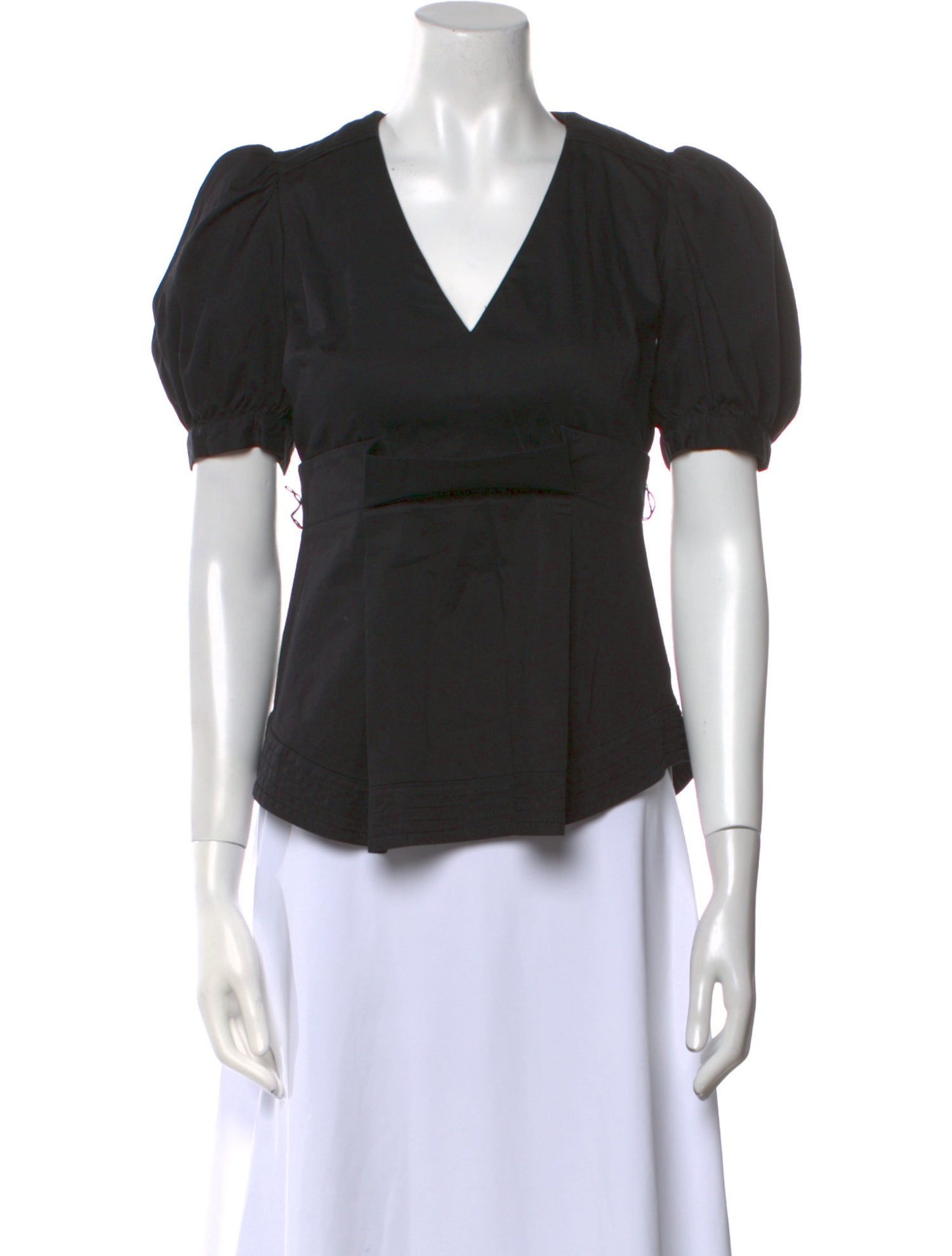 Veronica Beard V-Neck Short Sleeve Blouse