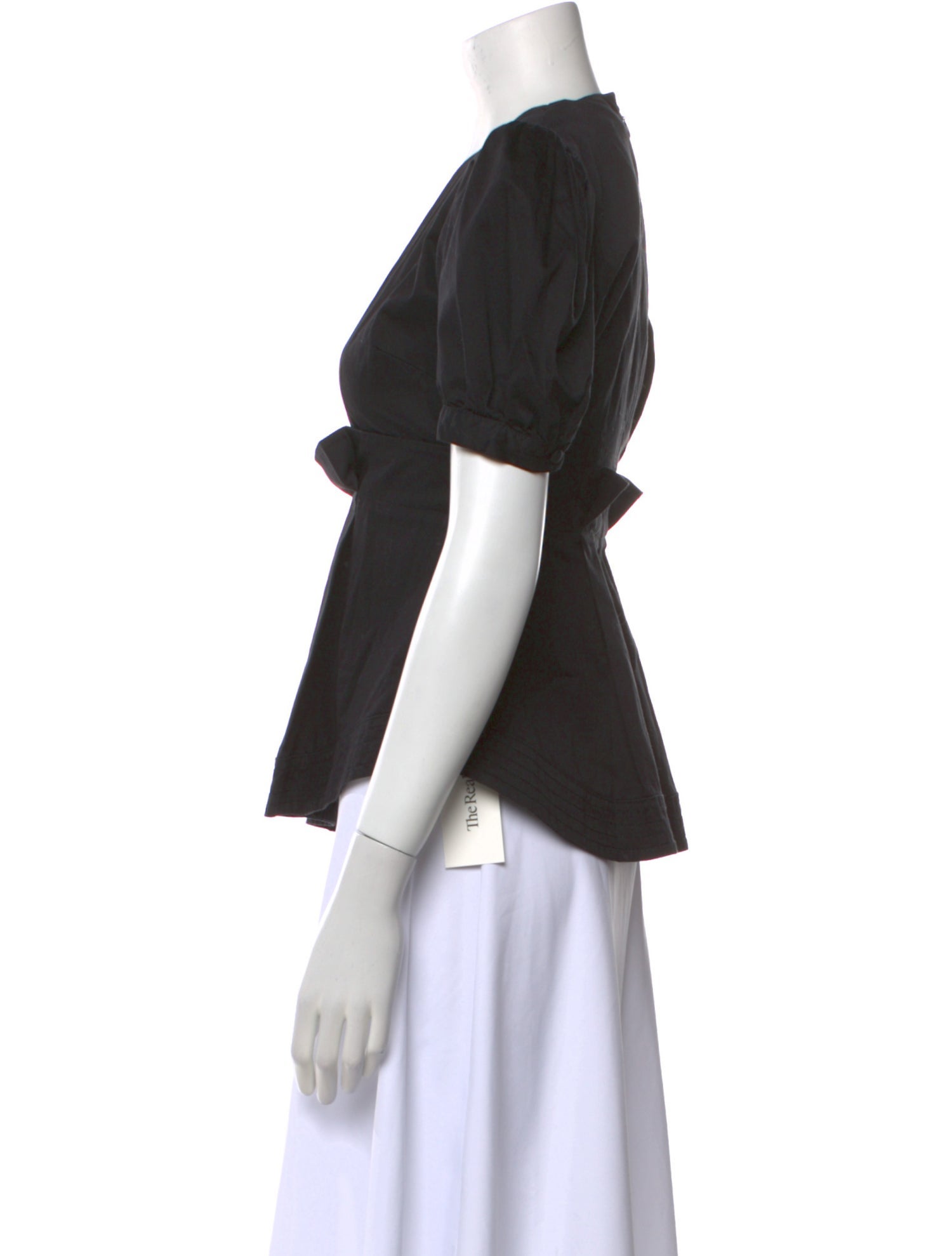 Veronica Beard V-Neck Short Sleeve Blouse