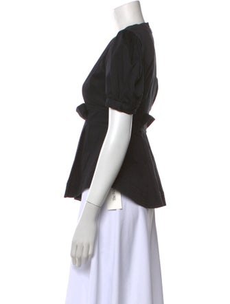 Veronica Beard V-Neck Short Sleeve Blouse