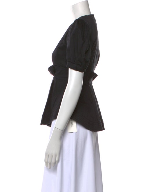 Veronica Beard V-Neck Short Sleeve Blouse