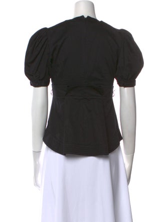 Veronica Beard V-Neck Short Sleeve Blouse