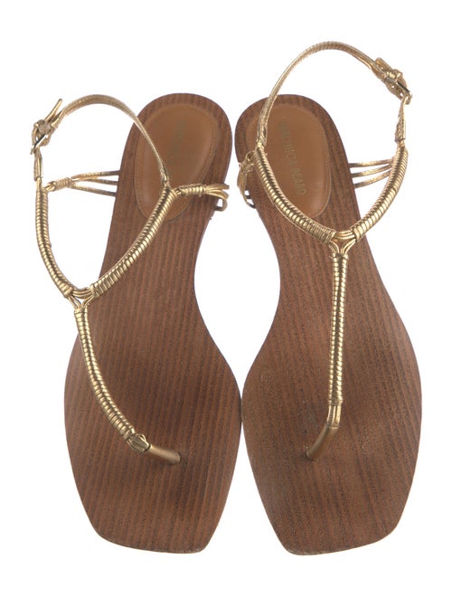 Veronica Beard Leather T-Strap Sandals