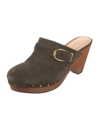 Veronica Beard Suede Studded Accents Mules