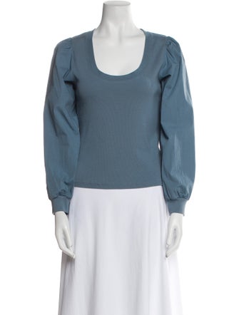 Veronica Beard Scoop Neck Long Sleeve Top