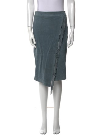 Veronica Beard Lamb Leather Knee-Length Skirt