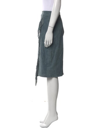 Veronica Beard Lamb Leather Knee-Length Skirt