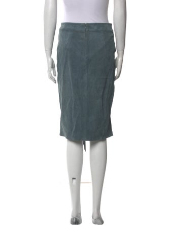 Veronica Beard Lamb Leather Knee-Length Skirt