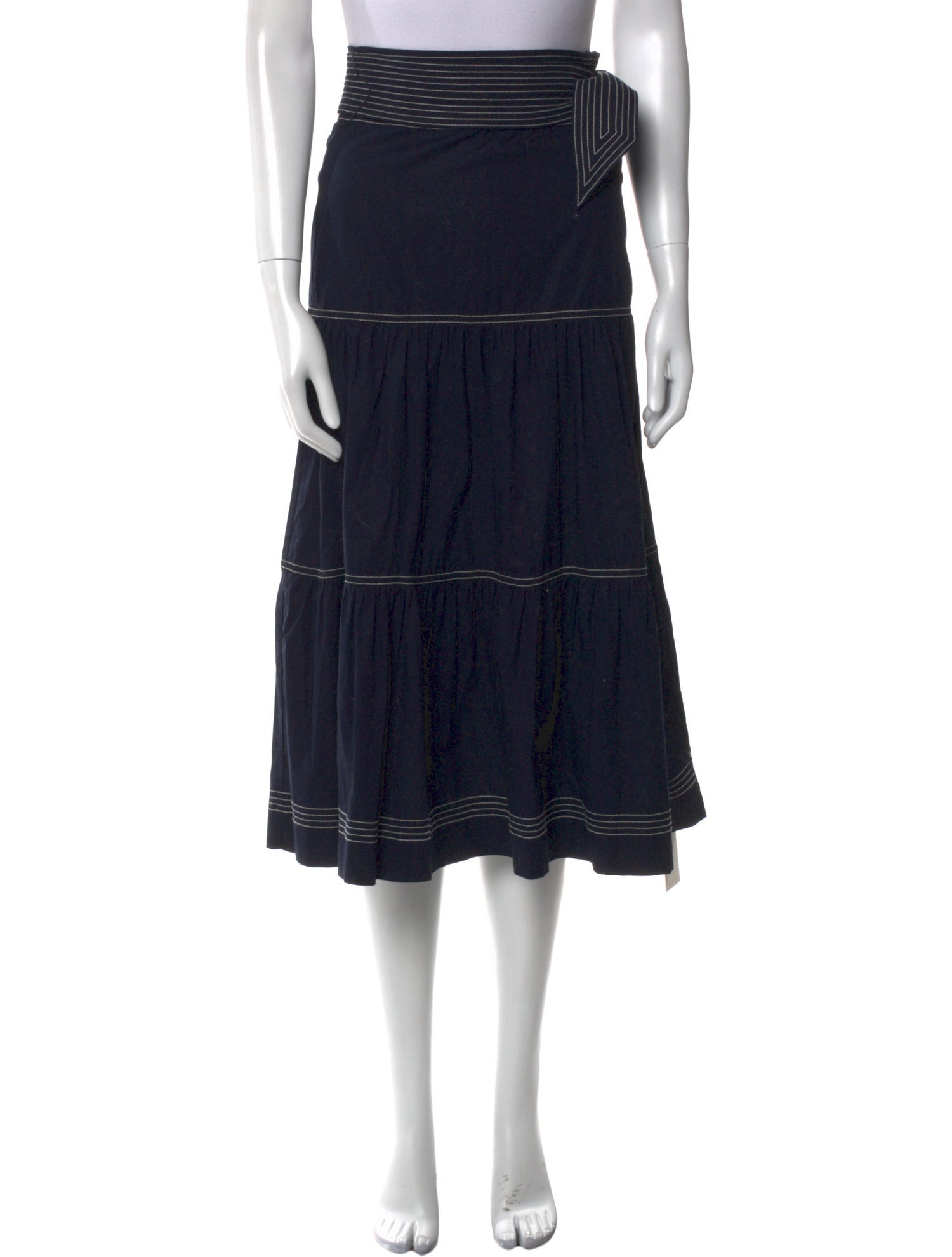 Veronica Beard Ruffle Embellishment Midi Length Skirt