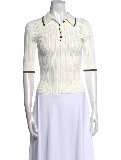 Veronica Beard Striped Three-Quarter Sleeve Polo