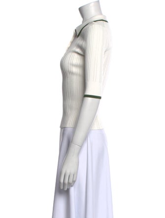 Veronica Beard Striped Three-Quarter Sleeve Polo