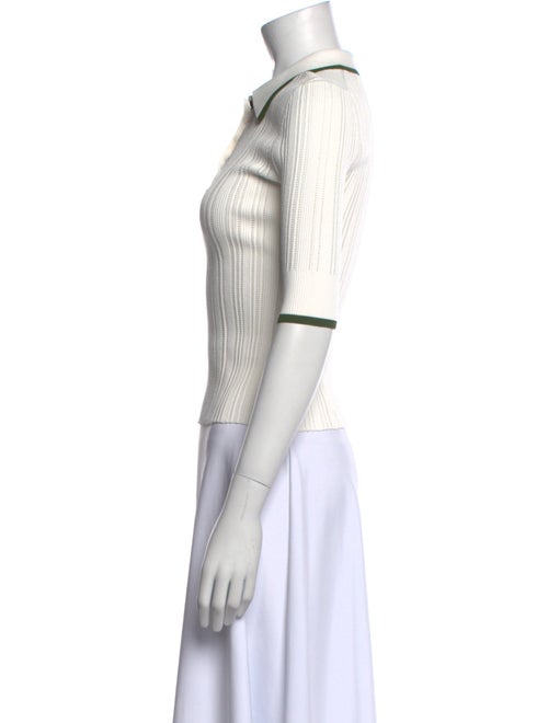 Veronica Beard Striped Three-Quarter Sleeve Polo