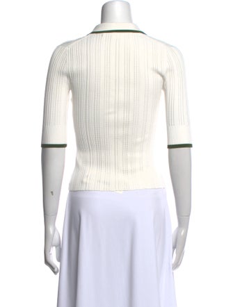 Veronica Beard Striped Three-Quarter Sleeve Polo