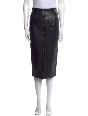 Veronica Beard Leather Trim Embellishment Knee-Length Skirt