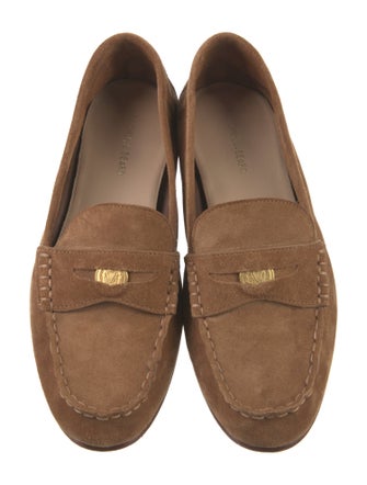 Veronica Beard Suede Chain-Link Accents Loafers
