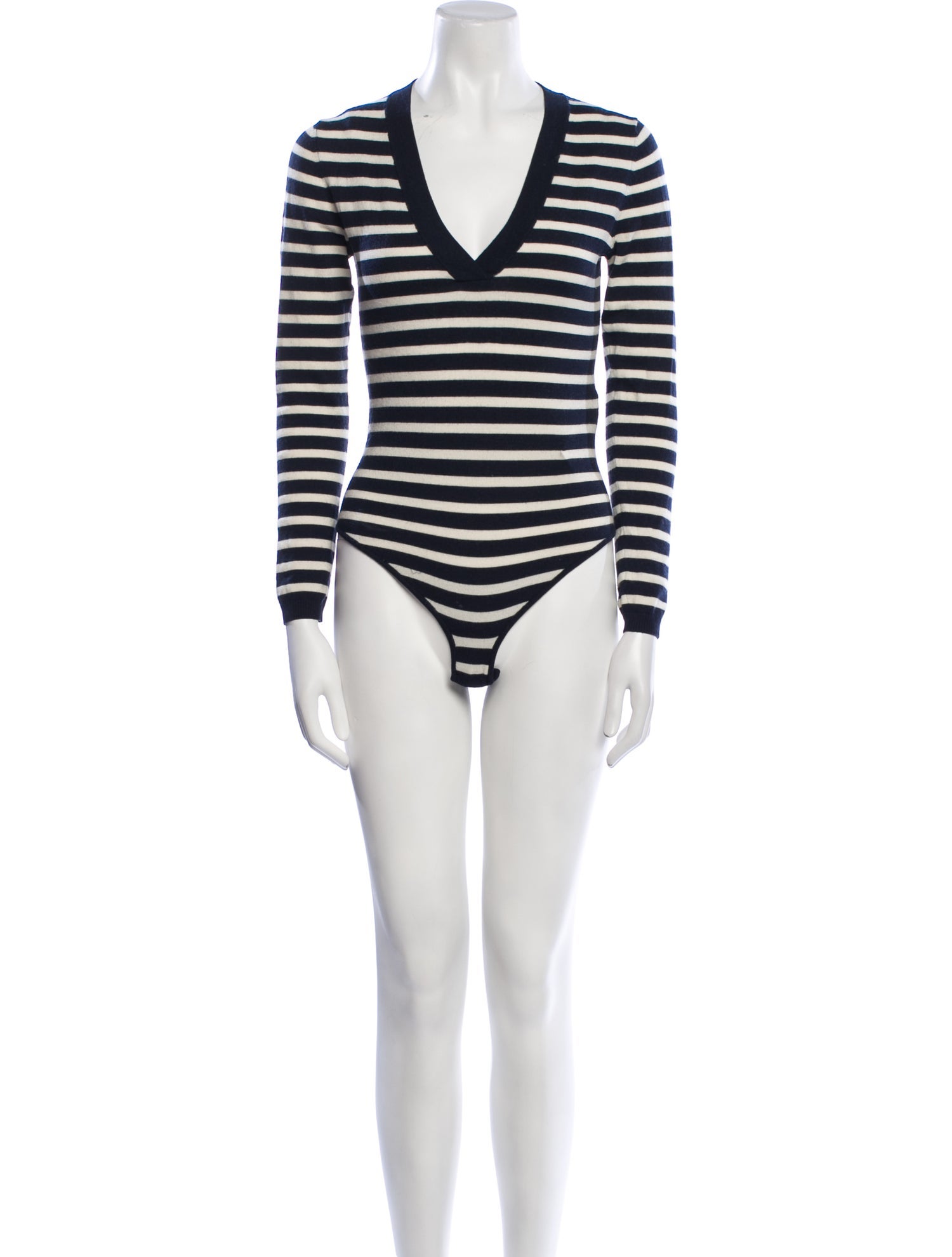 Veronica Beard Merino Wool Striped Bodysuit