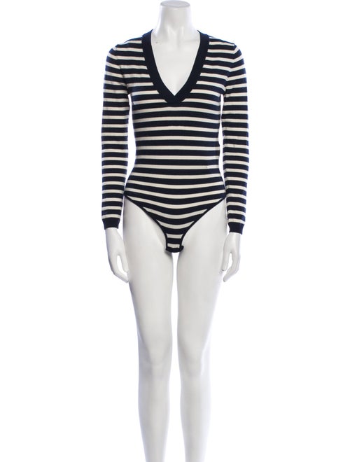 Veronica Beard Merino Wool Striped Bodysuit