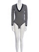Veronica Beard Merino Wool Striped Bodysuit