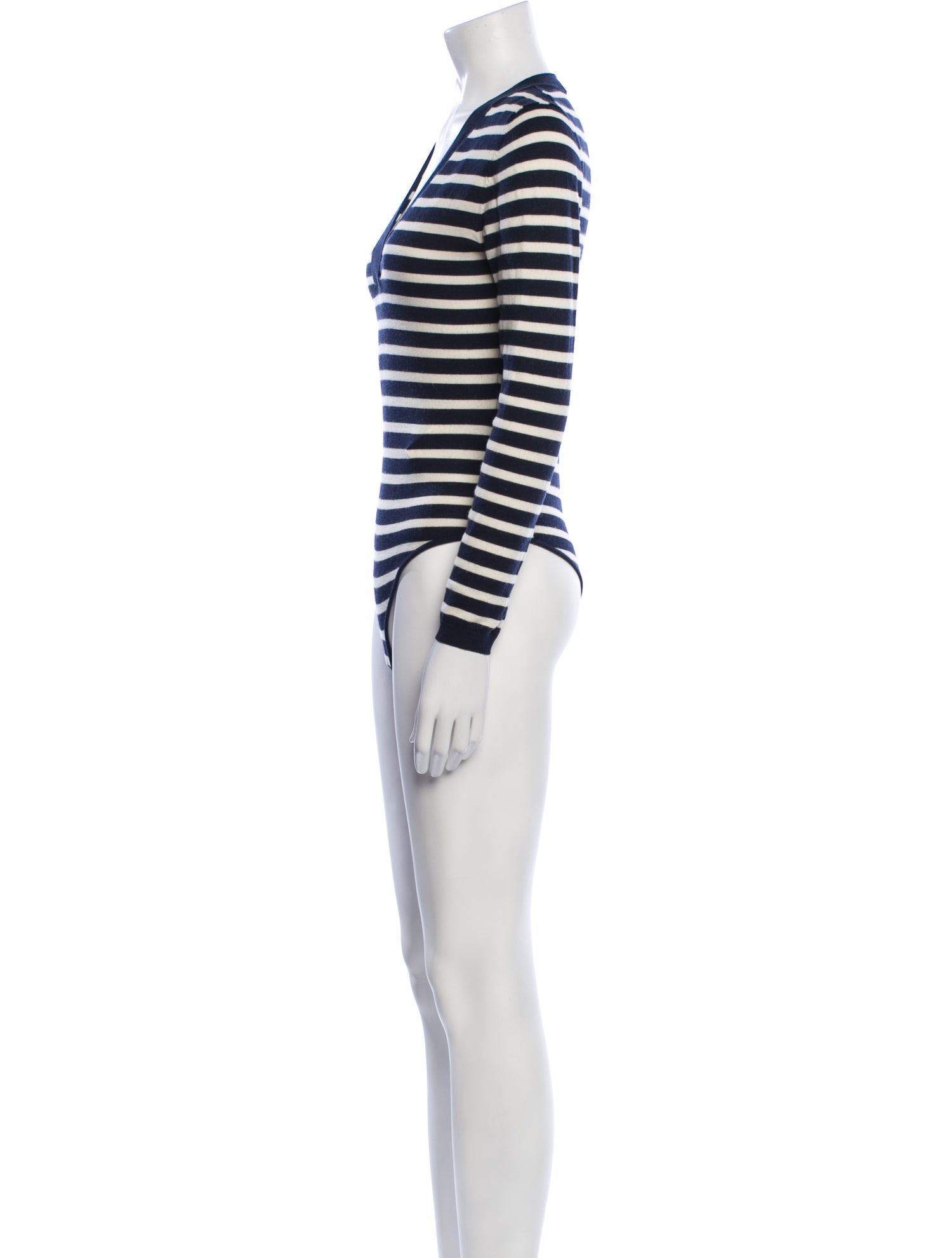 Veronica Beard Merino Wool Striped Bodysuit